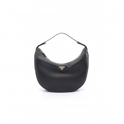 PRADA SOFT GRAIN SHOULDER BAG  LEATHER BLACK 1BC212 (35*22.5*8cm) 